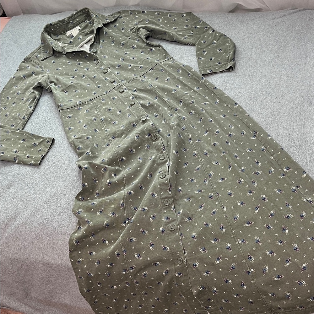 Vintage Maxi Cottagecore Dress Small Ditzy Floral Button Modest Longsleeve